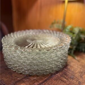 (10) Vintage Anchor Hocking Depression Waterford Waffle Pattern Glass Plates